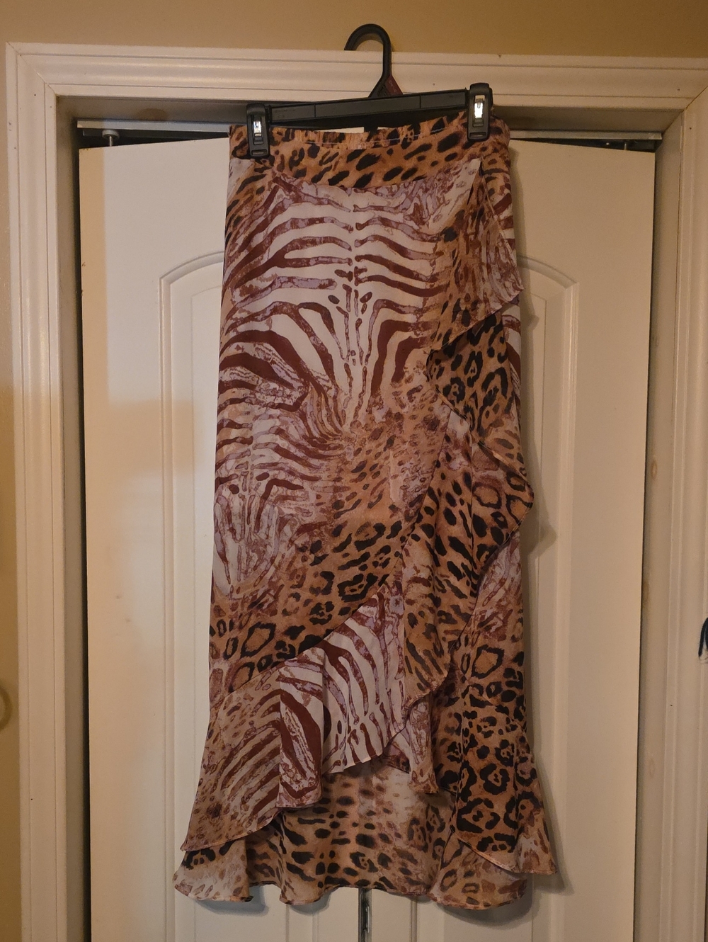 Cato Brown Multi Animal Print High-Low Skirt
